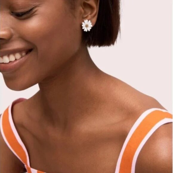 Kate Spade Into The Bloom Stud Earrings Gold White - Picture 3 of 6